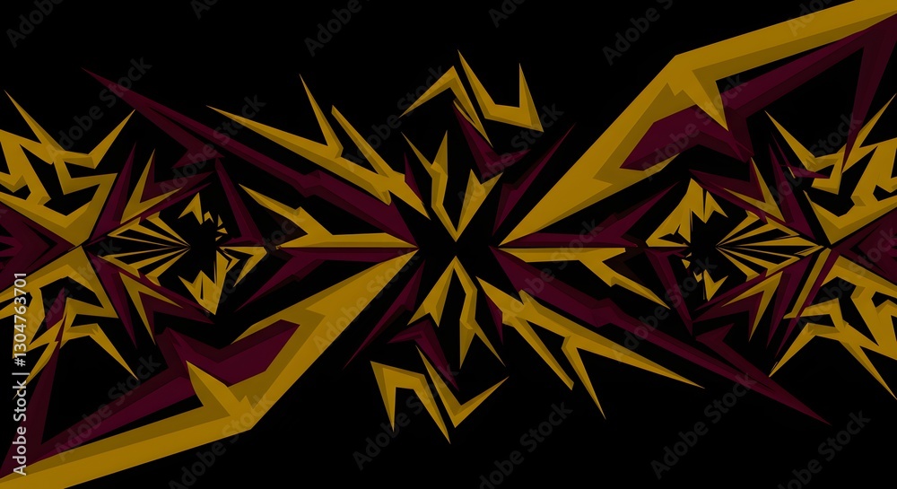 Abstract shapes creating a pattern with gold and maroon colors Abstract shapes creating a pattern with gold and maroon colors