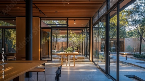 Wallpaper Mural Modern interior with courtyard view, bright, open space Torontodigital.ca