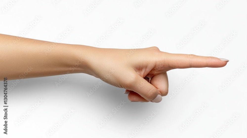Woman's hand pointing, studio shot Woman's hand pointing, studio shot