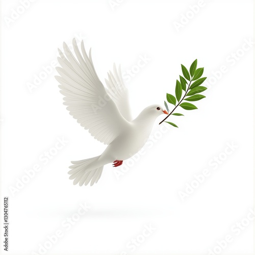 White Dove Holding an Olive Branch, Symbol of Peace