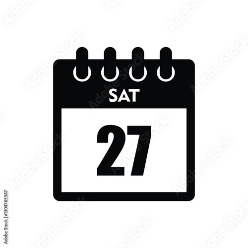 calender icon, 27 saturday icon with white background