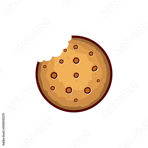 Shortbread cookies with chocolate pieces illustration, Bite biscuits logo design template