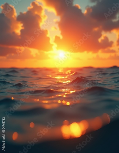 Close-Up of Sunrise Over Peaceful Ocean