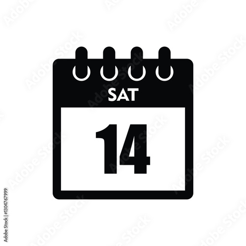 calender icon, 14 saturday icon with white background