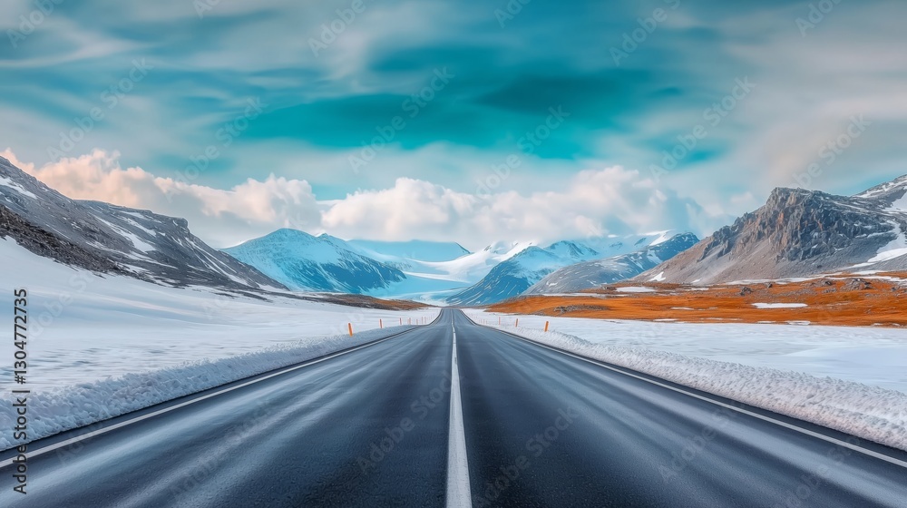 custom made wallpaper toronto digitalSerene Winter Road Through Majestic Snowy Mountains