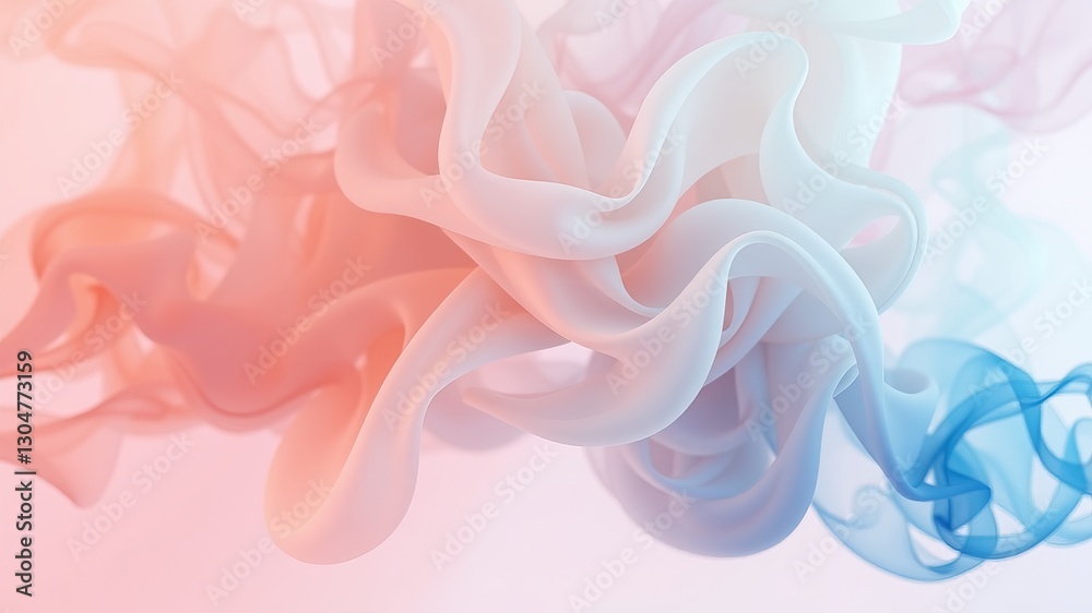 Obraz premium Elegant Swirls of Colorful Smoke on Soft Pink Background Creating a Dreamy and Ethereal Atmosphere