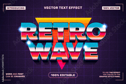 Retro Wave 80s Text Effect – Editable & Vector Typography