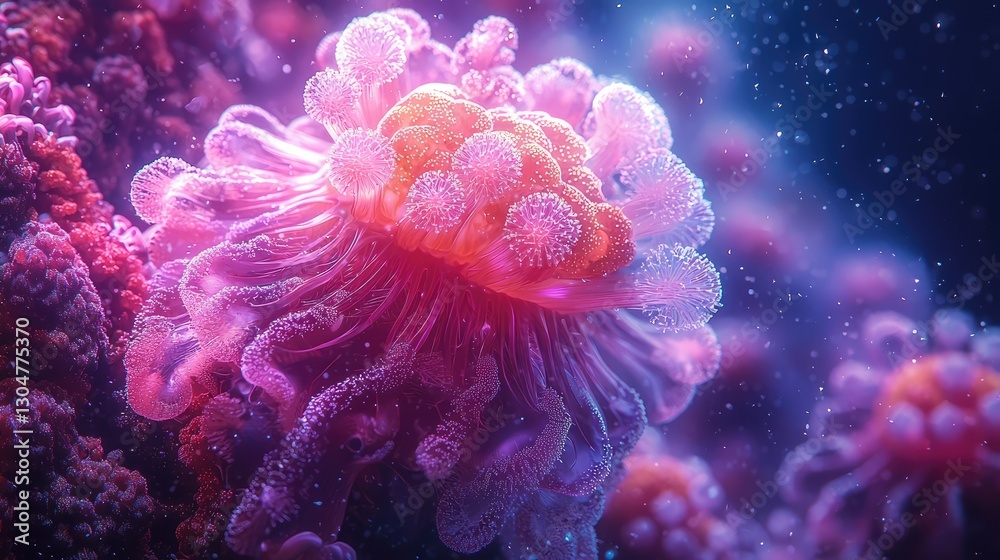 Obraz premium An abstract and colorful rendering of underwater coral formations