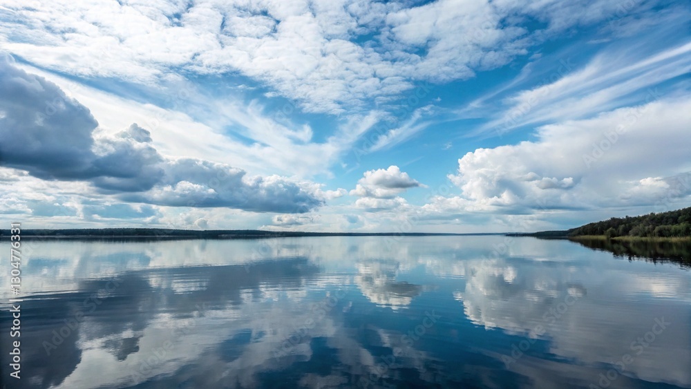 Obraz premium blow sky on a smith lake and clouds
