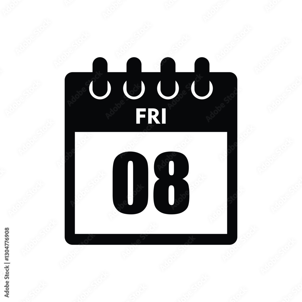 calender icon, 08 friday icon with white background calender icon, 08 friday icon with white background