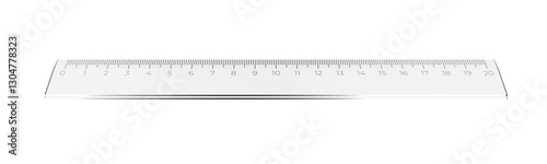 Plastic transparent ruler. Isolated. 3d illustration.