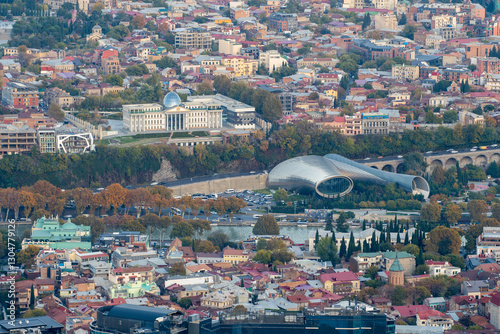 Fototapeta Naklejka Na Ścianę i Meble -  View on the capital city of Tbilisi from Mtatsminda park