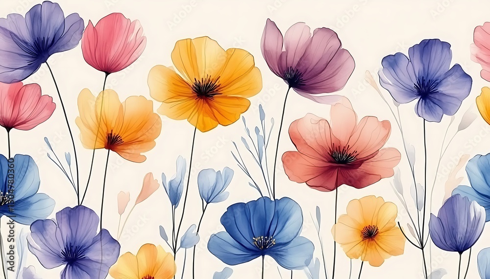 custom made wallpaper toronto digitalFloral row blossoms on cream backdrop