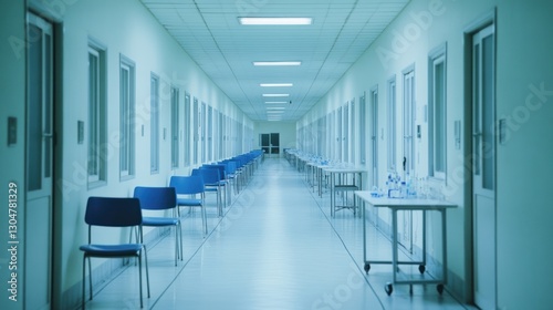 Empty hospital corridor at night
