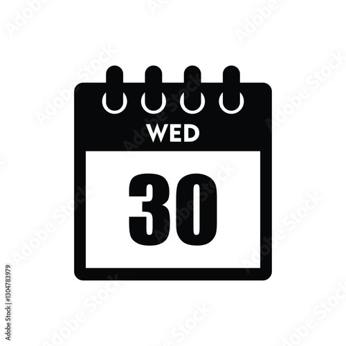 calender icon, 30 wednesday icon with white background