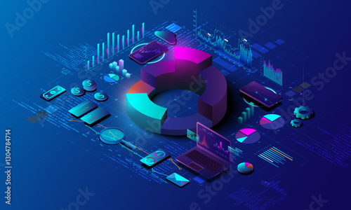 Background image of analysis graph on technological tools. Financial graph concept. Stock market