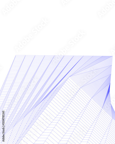 Abstract Architectural Wireframe Composition – Modern Skyscraper and Urban Cityscape Design