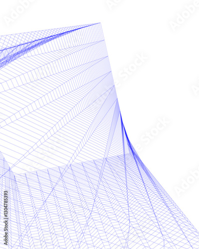 Abstract Architectural Wireframe Composition – Modern Skyscraper and Urban Cityscape Design