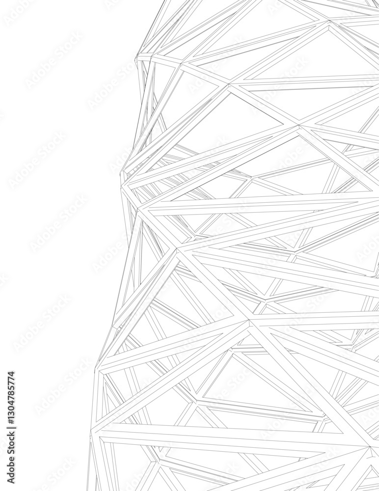 Fototapeta premium Abstract Architectural Wireframe Composition – Modern Skyscraper and Urban Cityscape Design