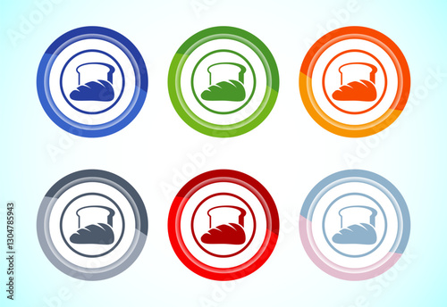 Wallpaper Mural Bread icon design illustration, bakery icon sign symbol, 6 color button design set Torontodigital.ca
