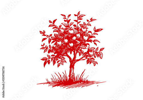 Apple Hand Drawn Sketch Illustration Vector Isolated