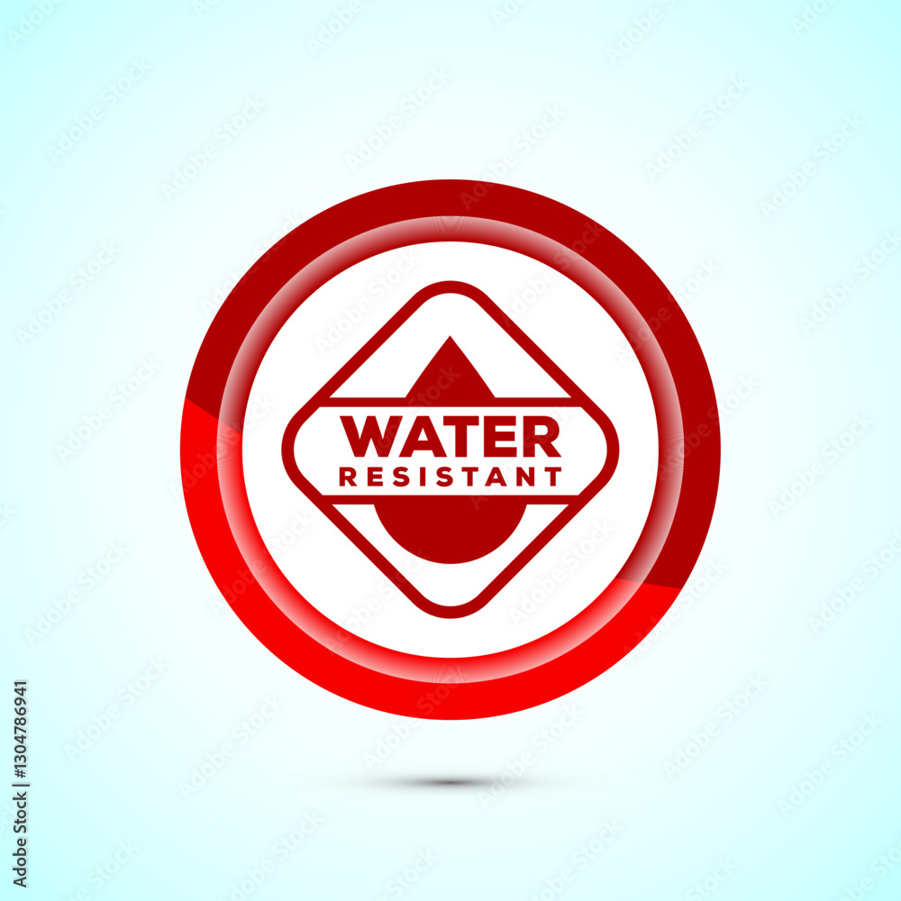Obraz premium Water resistant icon design illustration, Waterproof sign, liquid proof protection. Red color button design