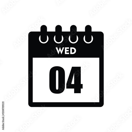 calender icon, 04 wednesday icon with white background