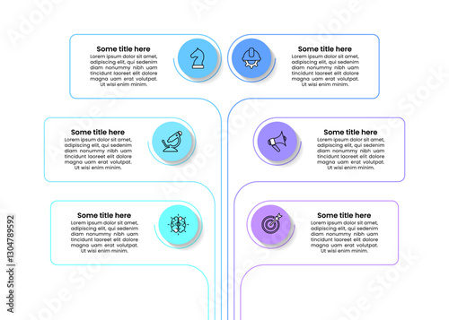 Infographic template. Technology tree with 6 steps