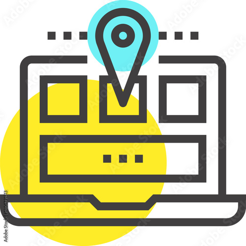 navigation flat line web icon concept