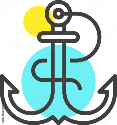 anchor text flat line web icon concept
