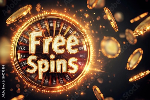 Get ready for golden free spins with sparkling effects for online casino fun photo