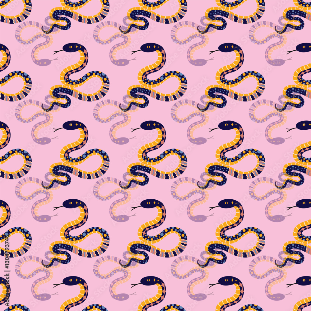 Obraz premium Abstract snakes seamless pattern design for wrapping paper, fabric