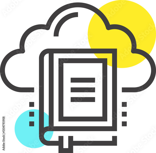 digital library flat line web icon concept