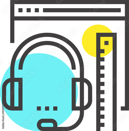 blended learning flat line web icon concept