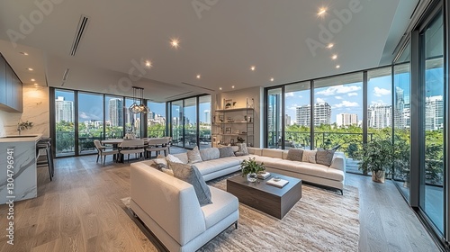 Modern Miami Apartment Living Room, City View