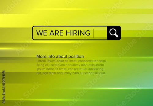 Job Hiring Banner Template with Search Bar Design on Green Background