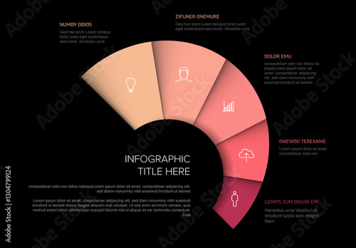 Obraz na płótnie Multipurpose infographic layout template design with five red spaces with icons and description w salonie