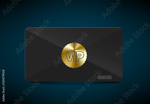 Elegant Bůlack VIP Membership Card Template with golden tag and place for your logo