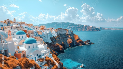 Santorini, Greece, picturesque village, cliffside town, ocean view, stunning landscape, travel destination, tourism, vacation