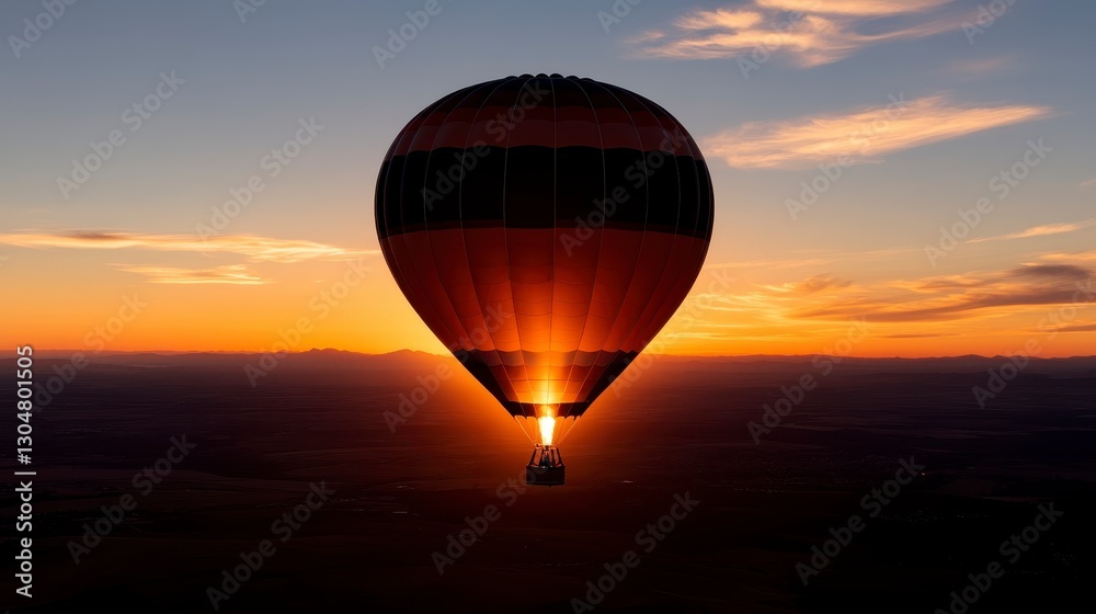 Obraz premium Vibrant hot air balloon soaring through a bright blue sky, embodying the spirit of adventure and exploration.