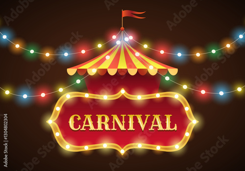 Carnival circus tent with garland lights