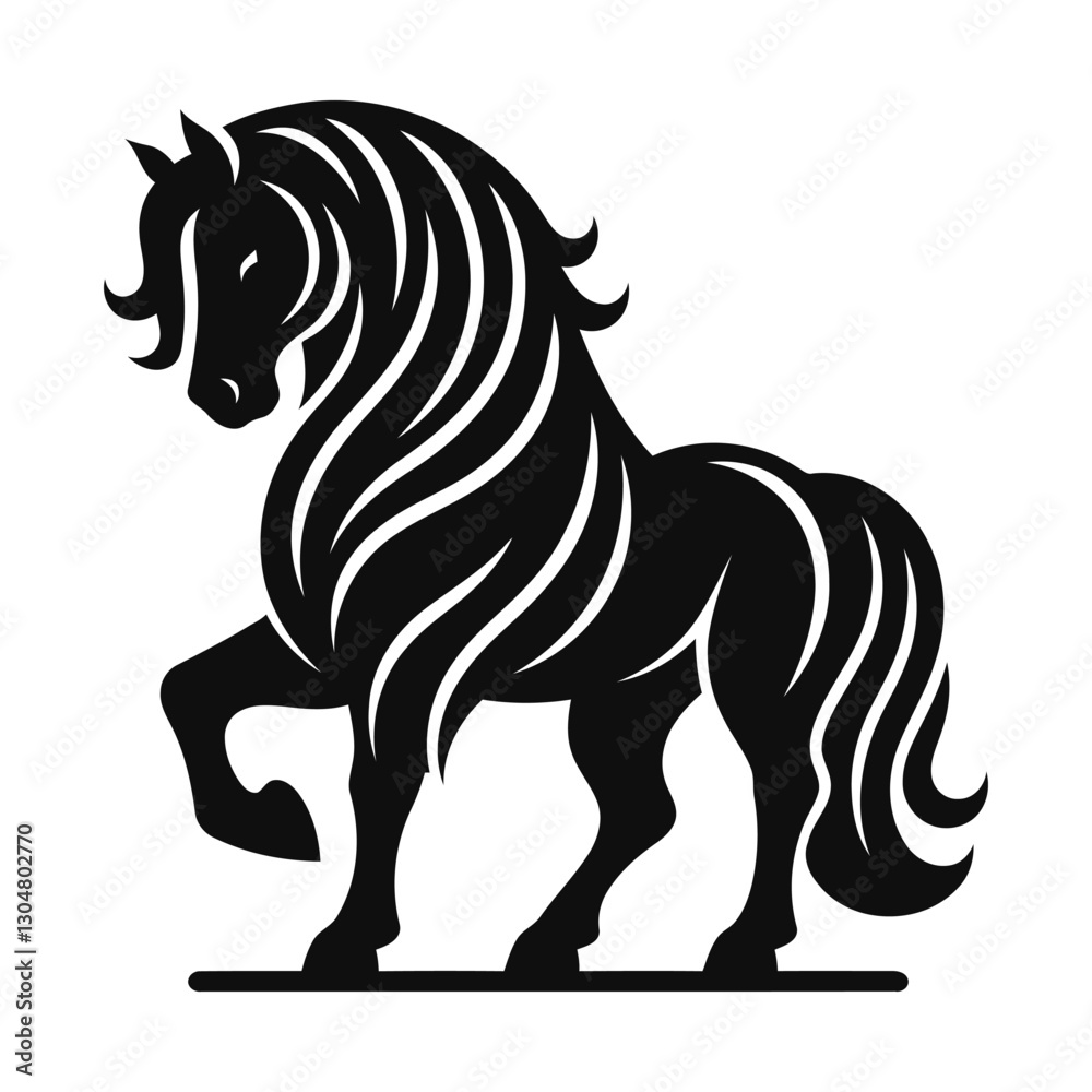 Fototapeta premium Elegant Black Stallion Vector Illustration – Majestic Horse Silhouette