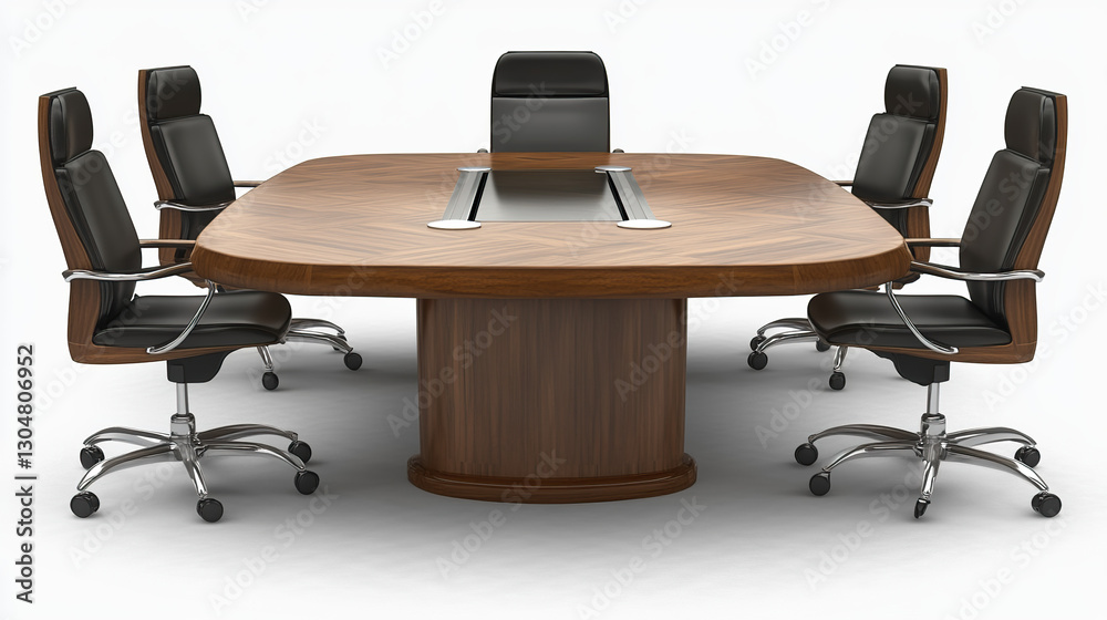Empty corporate conference room with a long table and chairs beside an office desk Empty corporate conference room with a long table and chairs beside an office desk