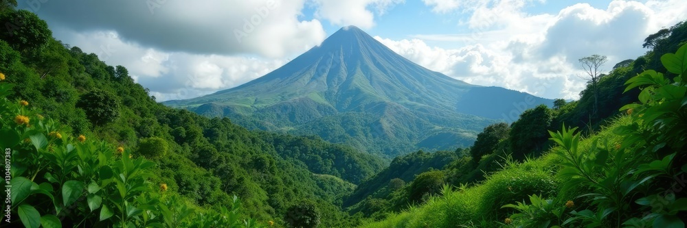 Lush tropical forest surrounding the slopes of Cotopaxi volcano, greenery, jungle, tropical Lush tropical forest surrounding the slopes of Cotopaxi volcano, greenery, jungle, tropical