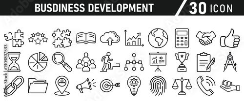 Business Management icons set. Schedule, plan, deadline, task, analysis, step, achievement and more icons. Vector illustration