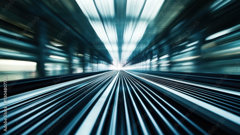 Fototapeta premium Dynamic speed and motion in futuristic urban environment. Conveyor Belt on a Modern Factory