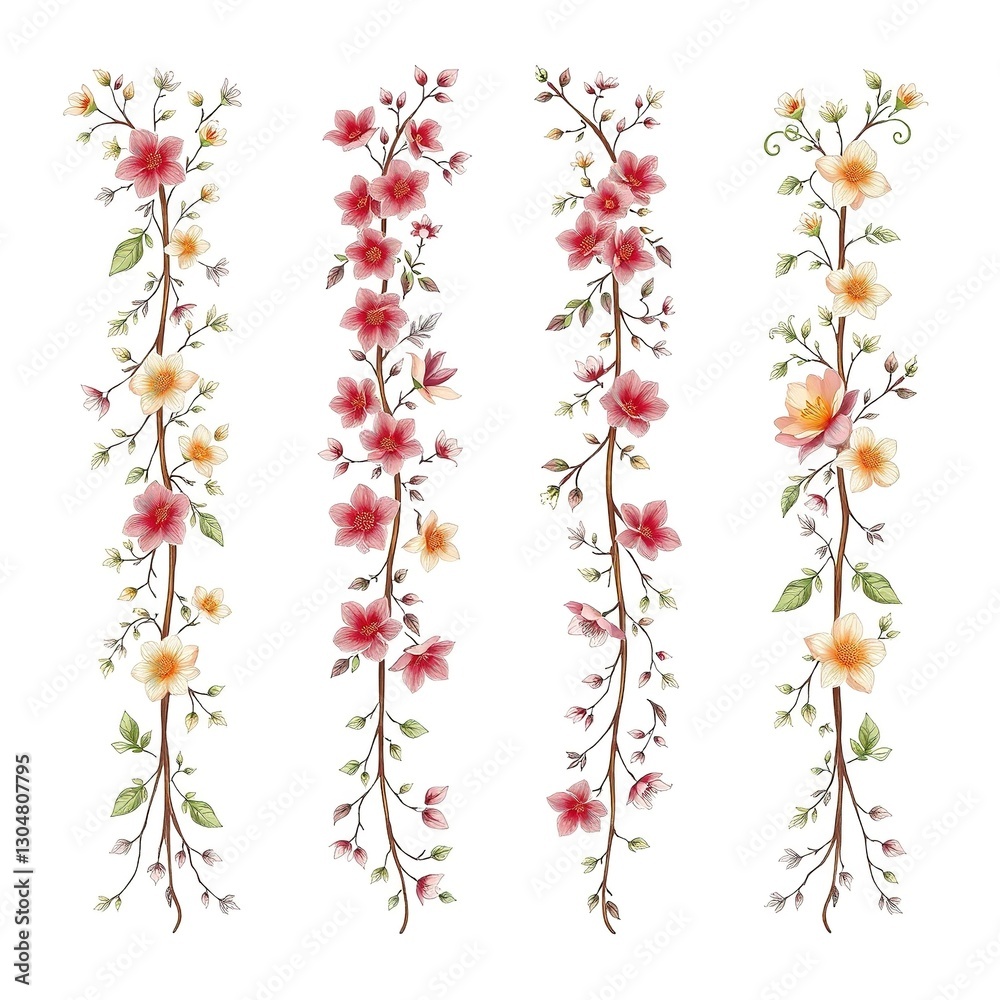 Vertical Floral Arabesque Design Set Vertical Floral Arabesque Design Set