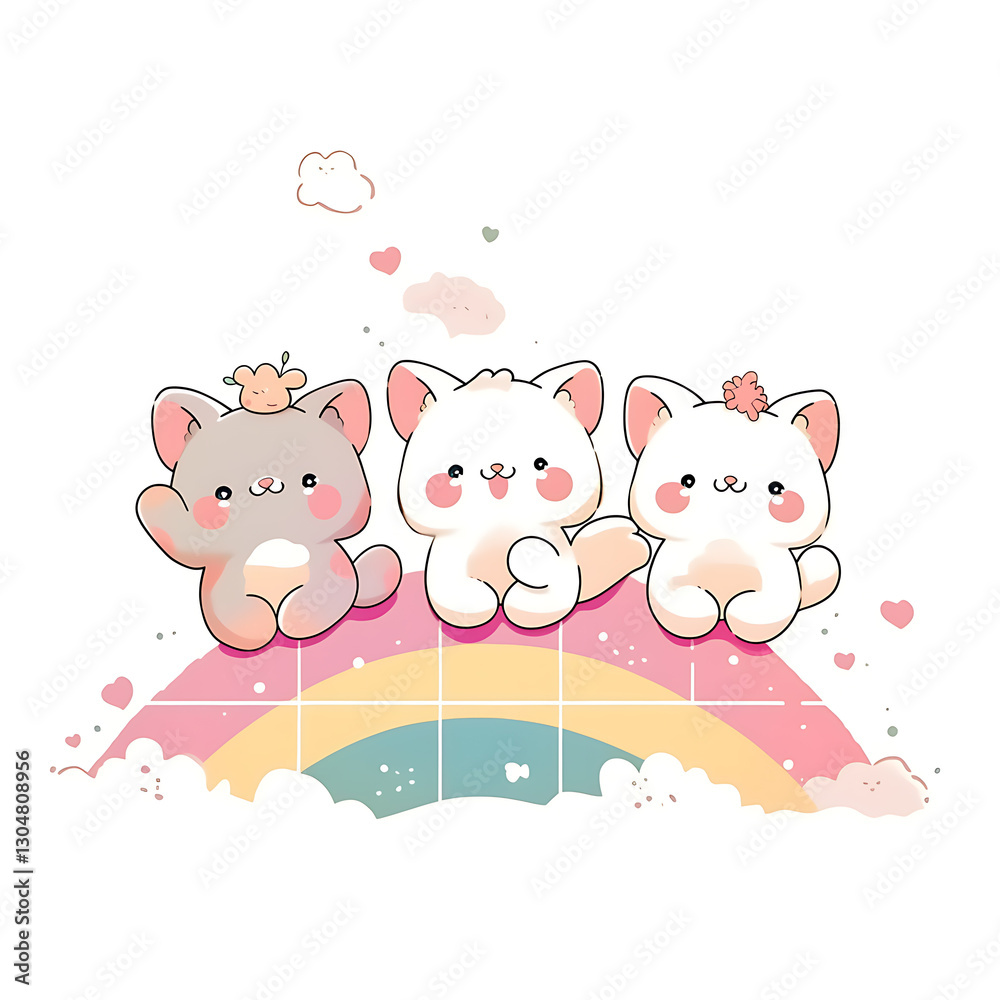 Fototapeta premium Playful and whimsical dog and cat illustrations in vibrant and minimalist designs.