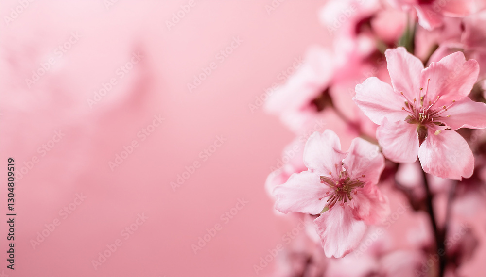 Blooming pink flowers on pink background. Spring or summer season. Floral artistic concept Blooming pink flowers on pink background. Spring or summer season. Floral artistic concept