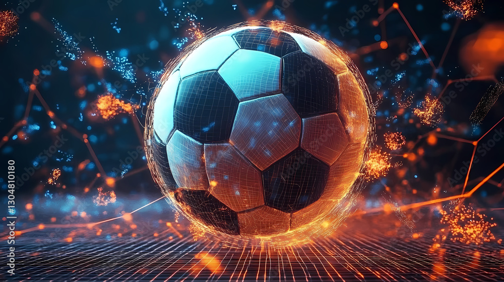 Fototapeta premium 3D Rendering of Football with Square Surface